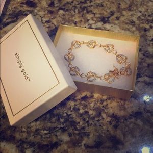 White Diamond Accent 14k Gold Heart Bracelet.